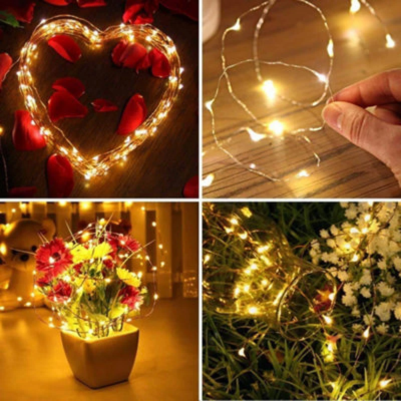 Image of Shatchi 4M Long 40 Warm White LED Lights Micro Rice Silver Copper Wire Indoor Battery Operated String Fairy Lights Christmas