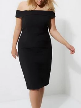 Image of RI Plus Bardot Bodycon Dress Black Size 24 Women
