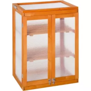 Image of 3-tier Wood Greenhouse Plant Storage Shelf Garden Cold Frame Grow House - Outsunny