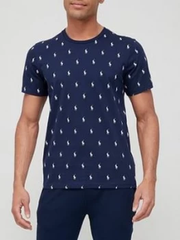 Image of Polo Ralph Lauren All Over Polo Player Logo Lounge T-Shirt - Cruise Navy