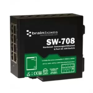 Image of Brainboxes Sw-708 Ethernet Switch, Rj45X8, 10/100Mbps