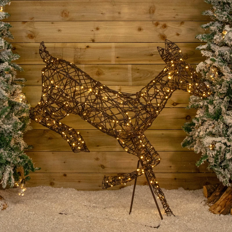Image of 98cm Light up Brown Christmas Prancing Doe with 220 White & Warm White LEDs