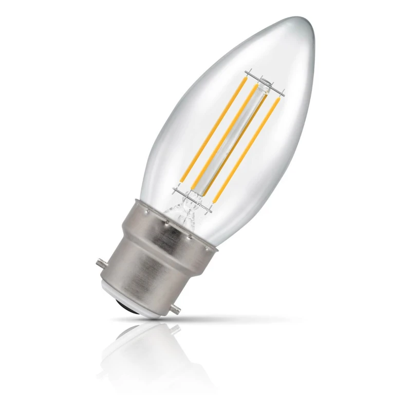 Image of Crompton LED Candle Light Bulb B22 4.2W (40W Eqv) Dimmable Filament Cool White 4000K Bayonet Clear