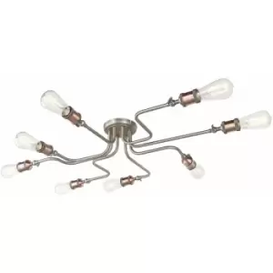 Image of Loops - Semi Flush Ceiling Light - Aged Copper & Aged Pewter Plate - 8 x 40W E27 gls