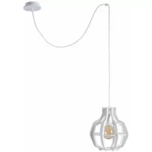 Image of Keter Bento Wire Frame Pendant Ceiling Light White, 28cm, 1x E27, 200cm wire