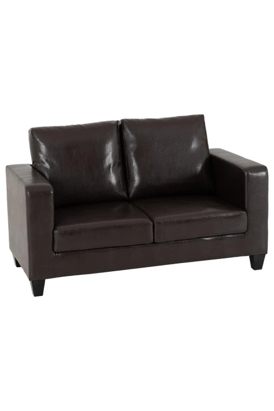 Image of SECONIQUE Tempo Two Seater Sofa in Brown Faux Leather Contemporary and minimalist 300-308-008