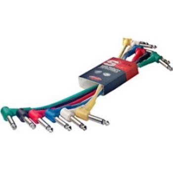 Image of Stagg SPC015LE Metre Angled Jack Patch Cables 6-Pack Multi Colour 15cm(6in)