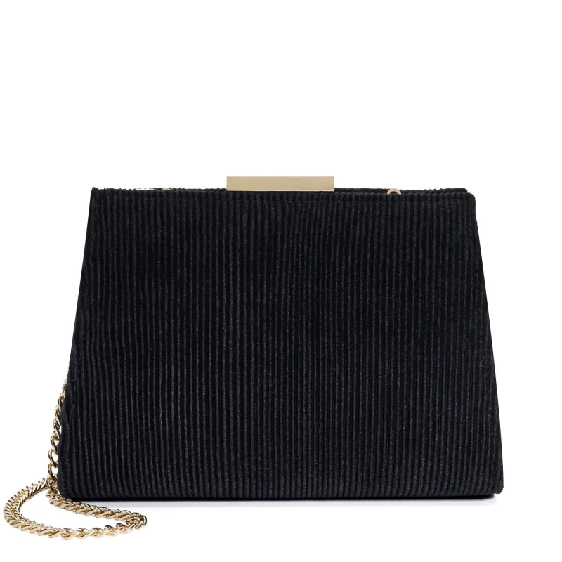 Image of Dune London Eclipso Textured Gold Frame Clutch Bag Black female One Size