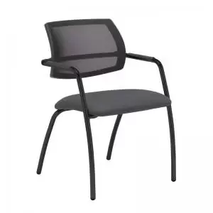 Image of Tuba Black 4 leg frame conference chair with half mesh back - Blizzard