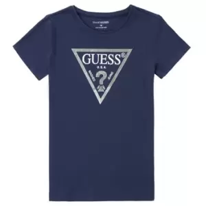 Image of Guess HABILLA Girls Childrens T shirt in Blue. Sizes available:8 ans,10 ans,12 ans,14 ans,16 ans