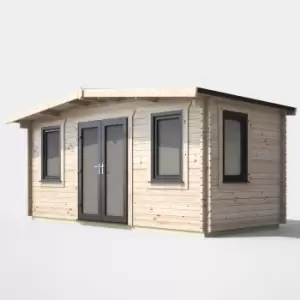 Image of Power 8' x 16' Chalet Log Cabin - Centre Double Door