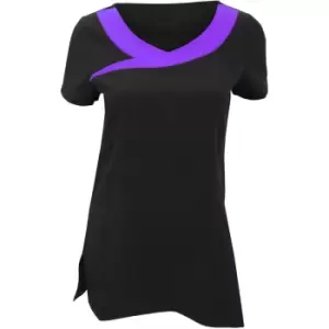Image of Womens/Ladies Ivy Beauty And Spa Tunic (Contrast Neckline) (Pack of 2) (16) (Black / Purple) - Black / Purple - Premier