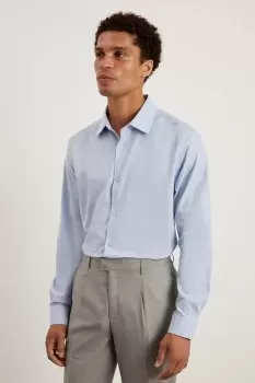 Image of Mens Blue Tailored Fit Pure Cotton Twill Shirt