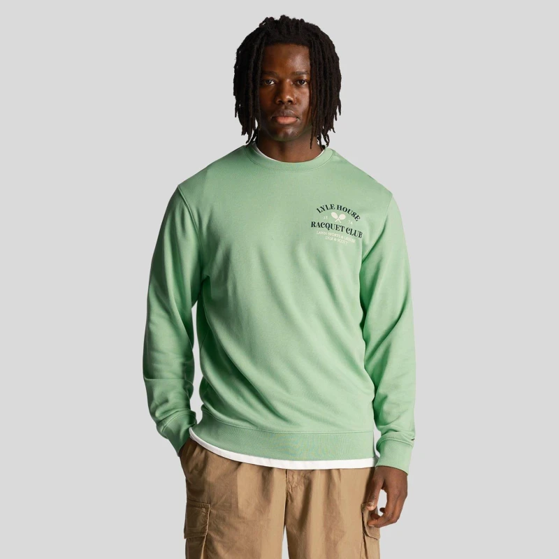 Image of Lyle and Scott Racquet Club Graphic Sweatshirt Green male XS