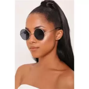 Image of I Saw It First Frame Small Round Sunglasses - Metallics