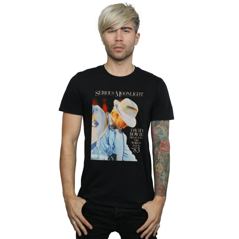 Image of David Bowie David Bowie Men Serious Moonlight T-Shirt in Black Size: Small Black S Male 5057981567539