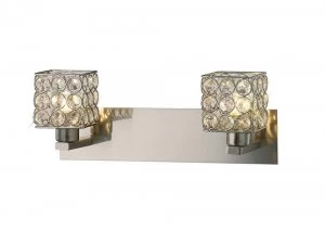 Image of Wall Lamp 2 Light Satin Nickel, Crystal