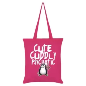 Image of Psycho Penguin Cute Cuddly Psychotic Tote Bag (One Size) (Pink)