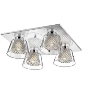 Image of Netlighting Merano Elizabeth 4 Light Shade Cluster Ceiling Light Chrome Aluminiu
