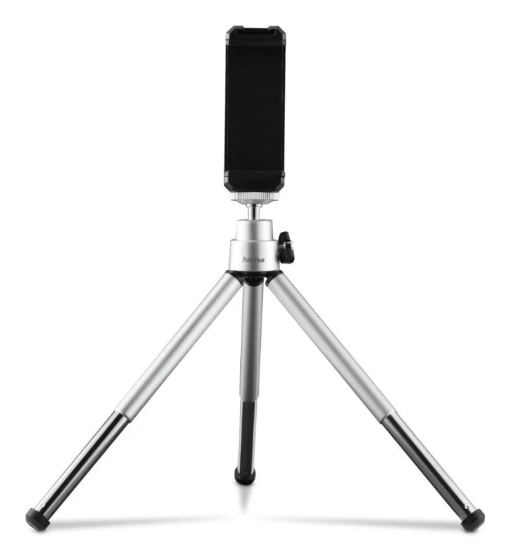 Image of Hama Hama Fancy 2in1 Mini Tripod for Mobile Phone & Camera (¼), Travel Tripod, 16cm, silver 00004666