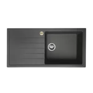 Image of Bristan Gallery Quartz Easyfit Sink 1.0 Bowl Midnight Grey Left Drainer - 293406