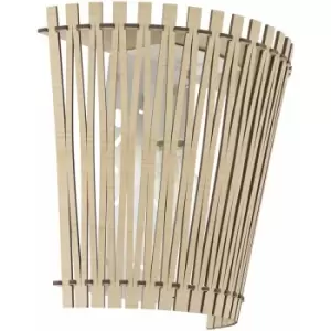 Image of Loops - Wall Light Colour White Shade Maple Wood Fencing Surround Bulb E27 1x60W