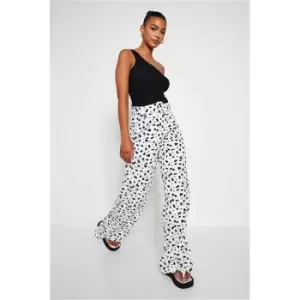 Image of I Saw It First White Spotted Belted Wide Leg Trousers - White