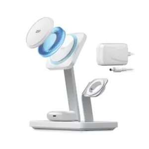 Image of ESR HaloLock 3-in-1 Wireless Charger with CryoBoost MagSafe Compatible White 2C551