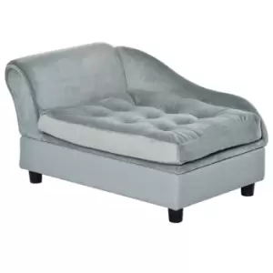 Image of PawHut Pet Sofa Couch W/ Storage & Plush Cushions - Light Blue
