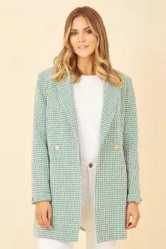 Image of Green Check Long Line Blazer