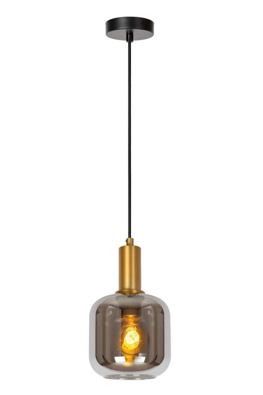 Image of Lucide Lucide Joanet Glass Ceiling Pendant Light - Smoked Grey
