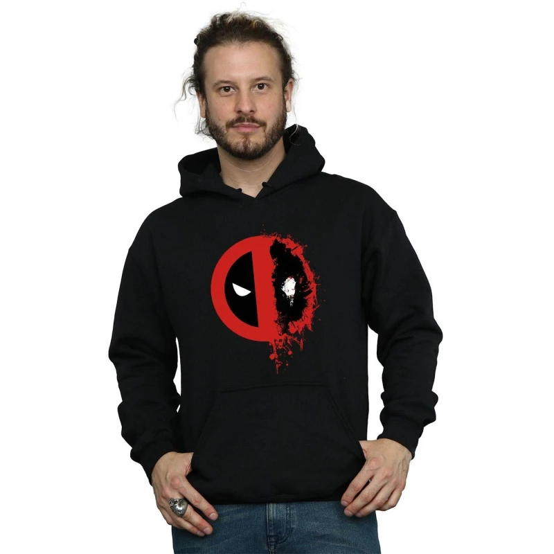 Image of Deadpool Deadpool Men Paint Splatter Logo Hoodie in Black Size: Small Black S Male 5057245795333