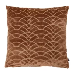 Image of Dinari Graphic Cut Velvet Cushion Terracotta/Sunset, Terracotta/Sunset / 50 x 50cm / Polyester Filled