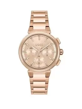 Image of BOSS Ladies BOSS One Stainless Steel Bracelet Watch, Gold, Women