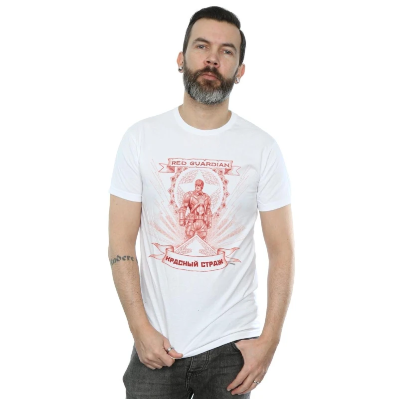 Image of Marvel Marvel Men Black Widow Movie Red Guardian Propaganda T-Shirt in White Size: Small White S Male 5059400885316