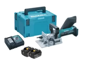 Image of Makita DPJ180RTJ 18v 2x5ah LXT Biscuit Jointer Kit