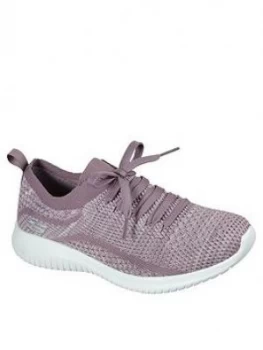 Image of Skechers Ultra Flex Stretch Fit Deco Lace Slip-On Trainer - Lavender