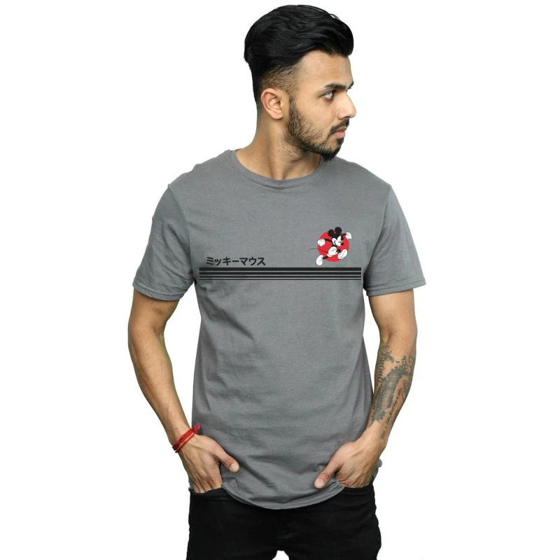 Image of Disney Men Mickey Mouse Running T-Shirt in Charcoal Size: Small Charcoal S Male 5059568034335