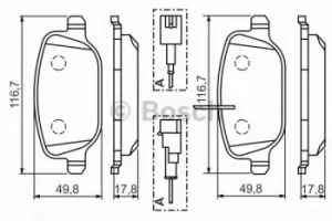 Image of Bosch 0986494466 BP1387 Brake Pad Set Disc Brake Rear Axle