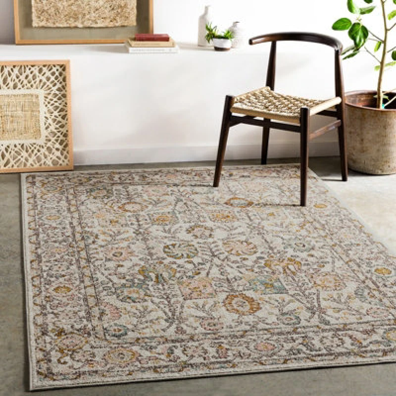 Image of Livabliss Vintage Oriental Boho Burnt Orange Amira Area Rug 200 X 275cm - Easy Care, Non Shedding, Ideal For Living Room & Bedroom