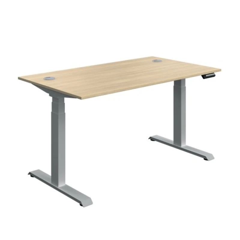 Image of Serrion Dual Motor Sit/Stand Desk 1400x800x630-1290mm Oak/Silver KF800342