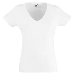 Image of Fruit Of The Loom Ladies Lady-Fit Valueweight V-Neck Short Sleeve T-Shirt (2XL) (White)