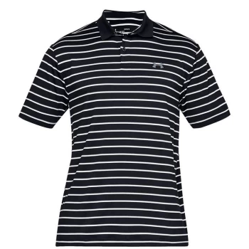 Image of Under Armour Performance Striped Golf Polo Shirt Mens - Academy