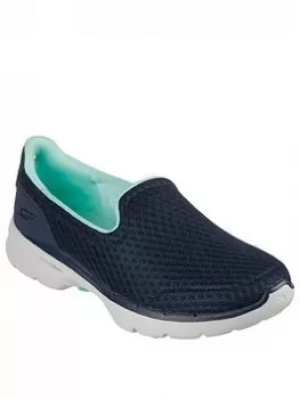 Image of Skechers Go Walk 6 Slip On Plimsolls, Navy, Size 4, Women