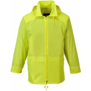 Image of Portwest S440 Yellow Sz L Classic Rain Jacket Coat Waterproof Hooded Zipped