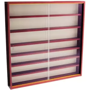 Image of Watsons - reveal - 6 Shelf Glass Wall Collectors Display Cabinet - Mahogany - Mahogany