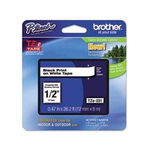 Image of Brother P-touch TZE231 12mm Gloss Tape Black on White
