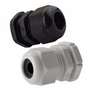 Image of Zexum M12 IP68 Nylon Cable Gland with Locknut - Grey