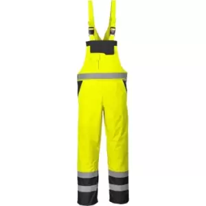 Image of Portwest Unisex Contrast Hi Vis Bib And Brace Coveralls - Unlined (S488) / Workwear (Pack of 2) (XL) (Yellow/ Navy) - Yellow/ Navy