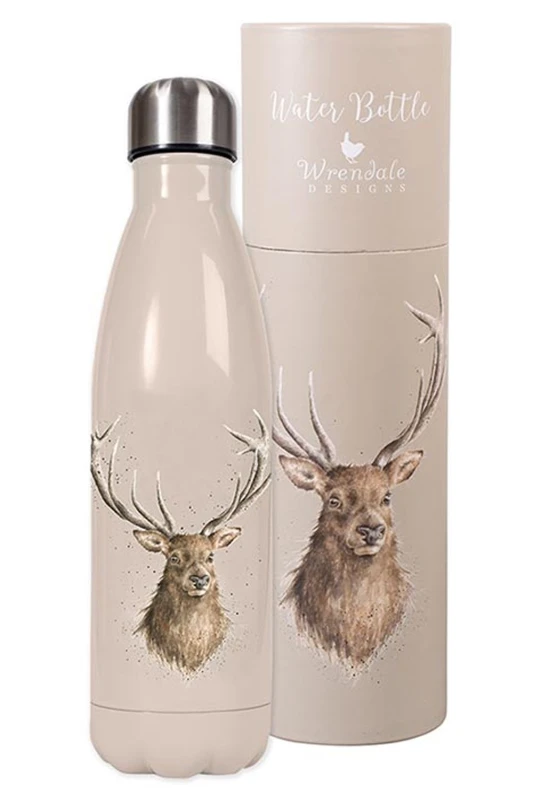 Image of Wrendale Designs Portrait Of A Stag Reusable Water Bottle 500ml Multi unisex